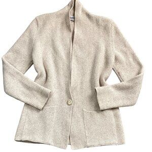 VTG Adele Joyce M Lambswool Angora Nylon Cardigan Sweater Beige 138N